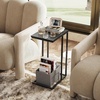 image:imageWLIVE C Shaped End Table Small Side Table for Couch Sofa TV Tray C Table for Living Room Bedroom Home Office Small Spaces Rustic BrownRelief Black