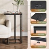 image:imageWLIVE C Shaped End Table Small Side Table for Couch Sofa TV Tray C Table for Living Room Bedroom Home Office Small Spaces Rustic BrownRelief Black