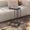 image:imageWLIVE C Shaped End Table Small Side Table for Couch Sofa TV Tray C Table for Living Room Bedroom Home Office Small Spaces Rustic BrownRelief Black