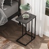 image:imageWLIVE C Shaped End Table Small Side Table for Couch Sofa TV Tray C Table for Living Room Bedroom Home Office Small Spaces Rustic BrownRelief Black