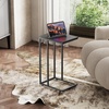 image:imageWLIVE C Shaped End Table Small Side Table for Couch Sofa TV Tray C Table for Living Room Bedroom Home Office Small Spaces Rustic BrownRelief Black