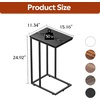 image:imageWLIVE C Shaped End Table Small Side Table for Couch Sofa TV Tray C Table for Living Room Bedroom Home Office Small Spaces Rustic BrownRelief Black