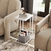 image:imageWLIVE C Shaped End Table Small Side Table for Couch Sofa TV Tray C Table for Living Room Bedroom Home Office Small Spaces Rustic BrownWhite