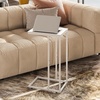 image:imageWLIVE C Shaped End Table Small Side Table for Couch Sofa TV Tray C Table for Living Room Bedroom Home Office Small Spaces Rustic BrownWhite