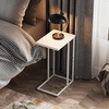 image:imageWLIVE C Shaped End Table Small Side Table for Couch Sofa TV Tray C Table for Living Room Bedroom Home Office Small Spaces Rustic BrownWhite