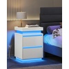 image:imageWLIVE Nightstand Set of 2 with Charging Station amp LED Lights Modern Night Stand with 3 Drawers and Sliding Top Bedside Table End Table with Hidden Space for Bedroom Living Room BlackWhite With 2 Drawers