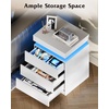 image:imageWLIVE Nightstand Set of 2 with Charging Station amp LED Lights Modern Night Stand with 3 Drawers and Sliding Top Bedside Table End Table with Hidden Space for Bedroom Living Room BlackWhite With 3 Drawers