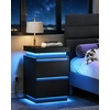 image:imageWLIVE Nightstand Set of 2 with Charging Station amp LED Lights Modern Night Stand with 3 Drawers and Sliding Top Bedside Table End Table with Hidden Space for Bedroom Living Room BlackBlack With 2 Drawers