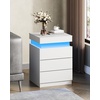 image:imageWLIVE Nightstand Set of 2 with Charging Station amp LED Lights Modern Night Stand with 3 Drawers and Sliding Top Bedside Table End Table with Hidden Space for Bedroom Living Room BlackWhite With 3 Drawers