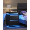 image:imageWLIVE Nightstand Set of 2 with Charging Station amp LED Lights Modern Night Stand with 3 Drawers and Sliding Top Bedside Table End Table with Hidden Space for Bedroom Living Room BlackBlack With 2 Drawers