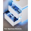 image:imageWLIVE Nightstand Set of 2 with Charging Station amp LED Lights Modern Night Stand with 3 Drawers and Sliding Top Bedside Table End Table with Hidden Space for Bedroom Living Room BlackWhite With 2 Drawers