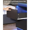 image:imageWLIVE Nightstand Set of 2 with Charging Station amp LED Lights Modern Night Stand with 3 Drawers and Sliding Top Bedside Table End Table with Hidden Space for Bedroom Living Room BlackBlack With 2 Drawers