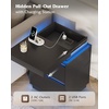image:imageWLIVE Nightstand Set of 2 with Charging Station amp LED Lights Modern Night Stand with 3 Drawers and Sliding Top Bedside Table End Table with Hidden Space for Bedroom Living Room BlackBlack With 2 Drawers