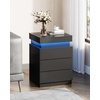 image:imageWLIVE Nightstand Set of 2 with Charging Station amp LED Lights Modern Night Stand with 3 Drawers and Sliding Top Bedside Table End Table with Hidden Space for Bedroom Living Room BlackBlack With 3 Drawers