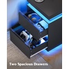 image:imageWLIVE Nightstand Set of 2 with Charging Station amp LED Lights Modern Night Stand with 3 Drawers and Sliding Top Bedside Table End Table with Hidden Space for Bedroom Living Room BlackBlack With 2 Drawers