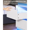 image:imageWLIVE Nightstand Set of 2 with Charging Station amp LED Lights Modern Night Stand with 3 Drawers and Sliding Top Bedside Table End Table with Hidden Space for Bedroom Living Room BlackWhite With 2 Drawers