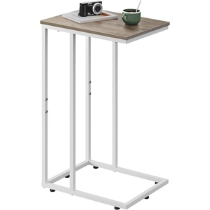 image:imageWLIVE C Shaped End Table Small Side Table for Couch Sofa TV Tray C Table for Living Room Bedroom Home Office Small Spaces Rustic BrownGreige