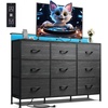 image:imageWLIVE 5 Drawer Dresser and 9 Drawer Dresser Set Dresser for Bedroom Closet Hallway Storage Dresser Organizer Unit Dressers amp Chests of Drawers with Fabric Bins Charcoal Black Wood Grain Print