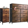 image:imageWLIVE 3 Drawer Dresser and 9 Drawer Dresser Set Dresser for Bedroom Closet Hallway Storage Dresser Organizer Unit Dressers amp Chests of Drawers with Fabric Bins Rustic Brown Wood Grain Print