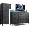 image:imageWLIVE 5 Drawer Dresser and 9 Drawer Dresser Set Dresser for Bedroom Closet Hallway Storage Dresser Organizer Unit Dressers amp Chests of Drawers with Fabric Bins Charcoal Black Wood Grain Print