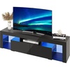 image:imageWLIVE LED TV Stand for 60657075 Inch TVs Entertainment Center with Open Shelves TV Console with Large Storage Drawers for Gaming Bedroom Living Room Black