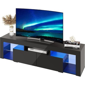 image:imageWLIVE LED TV Stand for 60657075 Inch TVs Entertainment Center with Open Shelves TV Console with Large Storage Drawers for Gaming Bedroom Living Room Black