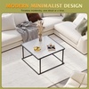 image:imageWLIVE Glass Coffee Table Small Modern Coffee Table for Living Room with Wave Textured Glass amp Metal Frame Square Center Table for Small Spaces Apartment Office 264 x 264in Dark BlackBlacksquarewave