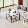image:imageWLIVE Glass Coffee Table Small Modern Coffee Table for Living Room with Wave Textured Glass amp Metal Frame Square Center Table for Small Spaces Apartment Office 264 x 264in Dark BlackBlacksquarewave