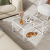 image:imageWLIVE Glass Coffee Table Small Modern Coffee Table for Living Room with Wave Textured Glass amp Metal Frame Square Center Table for Small Spaces Apartment Office 264 x 264in Dark BlackWhitesquare