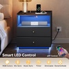 image:imageWLIVE LED Nightstand with Wireless Charging Station Motion Sensor LED Bedside Table 2 Drawers and 1 Open Storage Shelf Modern Night Stand for Bedroom amp Gaming Room BlackBlack