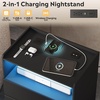 image:imageWLIVE LED Nightstand with Wireless Charging Station Motion Sensor LED Bedside Table 2 Drawers and 1 Open Storage Shelf Modern Night Stand for Bedroom amp Gaming Room BlackBlack