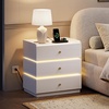 image:imageWLIVE LED Nightstand with Wireless Charging Station Motion Sensor LED Bedside Table 2 Drawers and 1 Open Storage Shelf Modern Night Stand for Bedroom amp Gaming Room BlackWhite