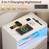 image:imageWLIVE LED Nightstand with Wireless Charging Station Motion Sensor LED Bedside Table 2 Drawers and 1 Open Storage Shelf Modern Night Stand for Bedroom amp Gaming Room BlackWhite