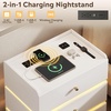 image:imageWLIVE LED Nightstand with Wireless Charging Station Motion Sensor LED Bedside Table 2 Drawers and 1 Open Storage Shelf Modern Night Stand for Bedroom amp Gaming Room BlackWhite