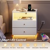 image:imageWLIVE LED Nightstand with Wireless Charging Station Motion Sensor LED Bedside Table 2 Drawers and 1 Open Storage Shelf Modern Night Stand for Bedroom amp Gaming Room BlackWhite