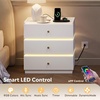 image:imageWLIVE LED Nightstand with Wireless Charging Station Motion Sensor LED Bedside Table 2 Drawers and 1 Open Storage Shelf Modern Night Stand for Bedroom amp Gaming Room BlackWhite