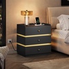 image:imageWLIVE LED Nightstand with Wireless Charging Station Motion Sensor LED Bedside Table 2 Drawers and 1 Open Storage Shelf Modern Night Stand for Bedroom amp Gaming Room BlackBlack