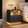 image:imageWLIVE LED Nightstand with Wireless Charging Station Motion Sensor LED Bedside Table 2 Drawers and 1 Open Storage Shelf Modern Night Stand for Bedroom amp Gaming Room BlackBlack