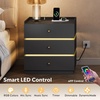 image:imageWLIVE LED Nightstand with Wireless Charging Station Motion Sensor LED Bedside Table 2 Drawers and 1 Open Storage Shelf Modern Night Stand for Bedroom amp Gaming Room BlackBlack