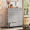 image:imageWLIVE Storage Organizer Unit with 11 Fabric Bins Storage Drawers Organizer with Steel Frame Tall Storage Tower Organizaton for Living Room Hallway Office Cream WhiteLight Grey