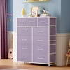 image:imageWLIVE Storage Organizer Unit with 11 Fabric Bins Storage Drawers Organizer with Steel Frame Tall Storage Tower Organizaton for Living Room Hallway Office Cream WhitePurple