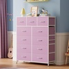 image:imageWLIVE Storage Organizer Unit with 11 Fabric Bins Storage Drawers Organizer with Steel Frame Tall Storage Tower Organizaton for Living Room Hallway Office Cream WhiteAPink