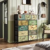image:imageWLIVE Storage Organizer Unit with 11 Fabric Bins Storage Drawers Organizer with Steel Frame Tall Storage Tower Organizaton for Living Room Hallway Office Cream WhiteFloral Painted