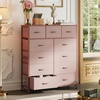 image:imageWLIVE Storage Organizer Unit with 11 Fabric Bins Storage Drawers Organizer with Steel Frame Tall Storage Tower Organizaton for Living Room Hallway Office Cream WhitePink