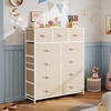 image:imageWLIVE Storage Organizer Unit with 11 Fabric Bins Storage Drawers Organizer with Steel Frame Tall Storage Tower Organizaton for Living Room Hallway Office Cream WhiteCream White