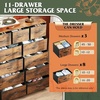 image:imageWLIVE Storage Organizer Unit with 11 Fabric Bins Storage Drawers Organizer with Steel Frame Tall Storage Tower Organizaton for Living Room Hallway Office Cream WhiteRustic Brown Wood Grain Print