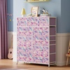 image:imageWLIVE Storage Organizer Unit with 11 Fabric Bins Storage Drawers Organizer with Steel Frame Tall Storage Tower Organizaton for Living Room Hallway Office Cream WhiteTiedye Purple Print