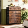 image:imageWLIVE Storage Organizer Unit with 11 Fabric Bins Storage Drawers Organizer with Steel Frame Tall Storage Tower Organizaton for Living Room Hallway Office Cream WhiteRustic Brown Wood Grain Print