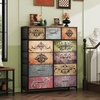 image:imageWLIVE Storage Organizer Unit with 11 Fabric Bins Storage Drawers Organizer with Steel Frame Tall Storage Tower Organizaton for Living Room Hallway Office Cream WhitePattern