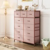 image:imageWLIVE Storage Organizer Unit with 11 Fabric Bins Storage Drawers Organizer with Steel Frame Tall Storage Tower Organizaton for Living Room Hallway Office Cream WhitePink